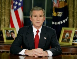 George Bush announcing Operation Iraqi Freedom in 2003