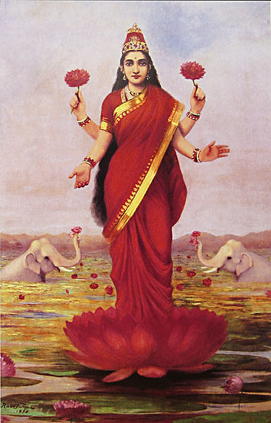 A representation of Goddess Lakshmi by painter Raja Ravi Varma